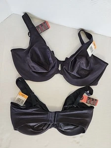 2 Bali Lily Fit Bra 0904 ONX Black 42-DD Underwire Minimizer Support NEW - Picture 1 of 11