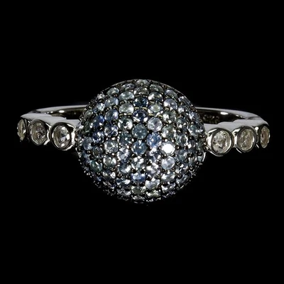 Anillo de plata de ley 925 zafiro azul redondo corte diamante topacio piedras preciosas talla 8 Foto 1 de 4