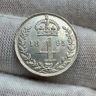 1895 Great Britain Victoria Maundy Silver Fourpence 4D UNC Beautiful Lustrous
