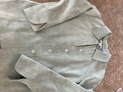 Chaqueta Pendleton verde gamuza aspecto 100% cuero.  Foto 1 de 4