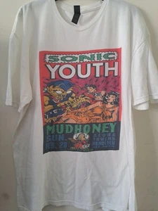 CAMISETA OFICIAL SONIC YOUTH / MUDHONEY FRANK KOZIK CONCIERTO CARTEL - BLANCA, TALLA XL - Imagen 1 de 4