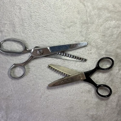Vintage Pinking Shears Joy Wiss Model CB5 Made in USA Sewing Craft Lot 2 Scissor - Image 1 of 4