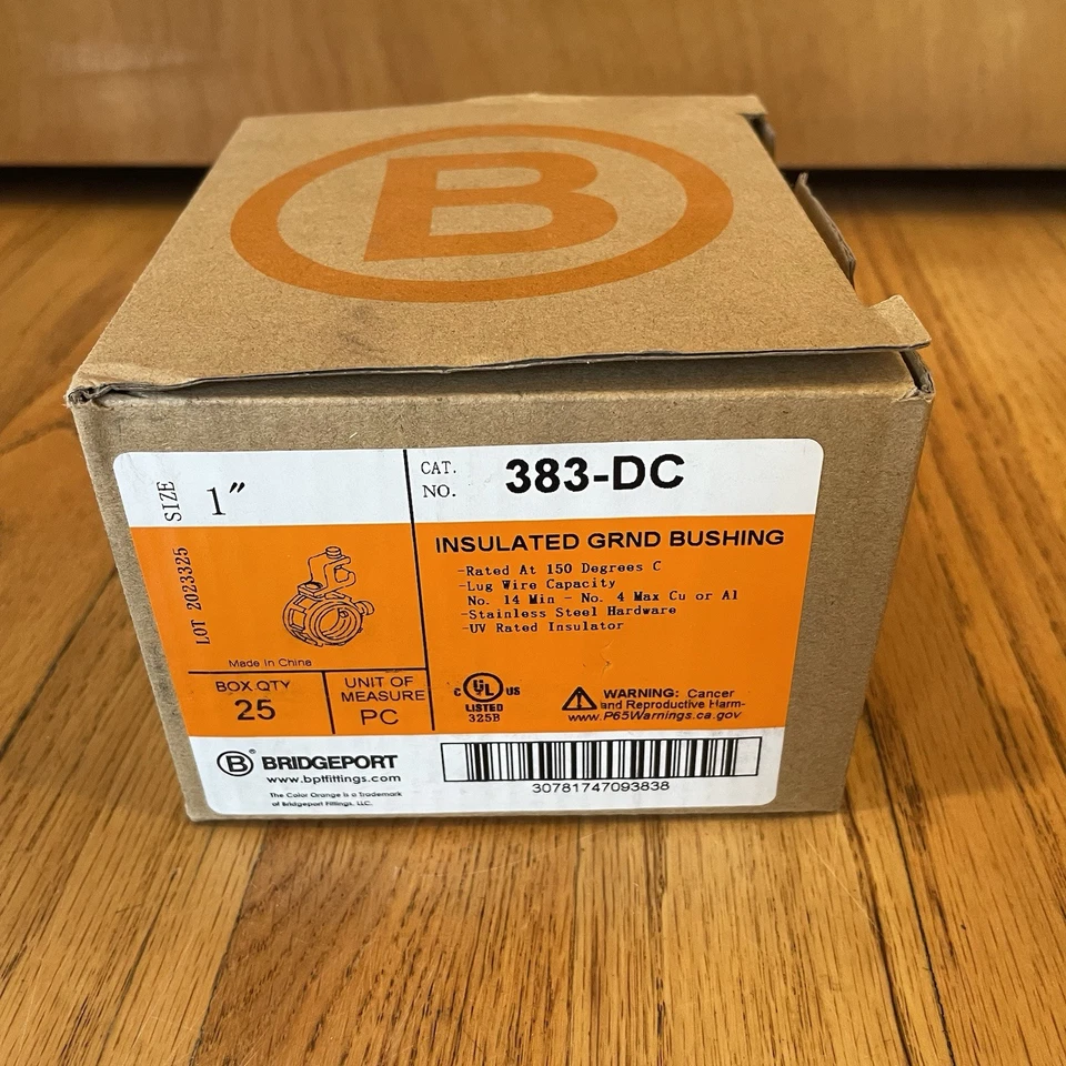 Bridgeport 383-dc Zinc Die Cast Insulated Grounding Bushing 1 in