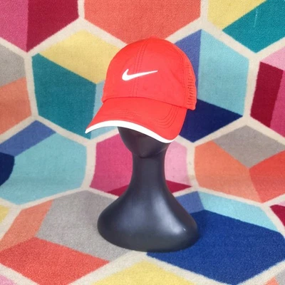 Nike Red White Swoosh Baseball Cap Hat Sports Running Tennis Athletic - Image 1 of 4