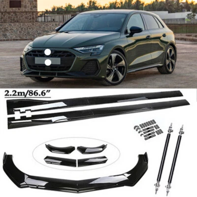 For Audi A3 Quattro/RS3/S3 Front Bumper Lip Spoiler Kit 86.6" Car Side Skirt - Изображение 1 из 4
