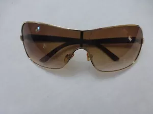 Vtg Colors In Optics LTD Golden Rim Brown Lens Shield Sunglasses A149 - Picture 1 of 7