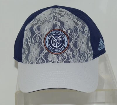 MLS Adidas New York City Football Club Encaje Cubierto Damas Sombrero Azul Blanco Foto 1 de 4