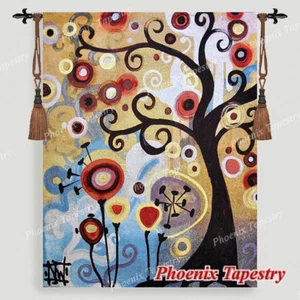 June Tree Tapestry Wall Hanging Jacquard Weave Art Gobelin 100% Cotton 35"x27" - Picture 1 of 10