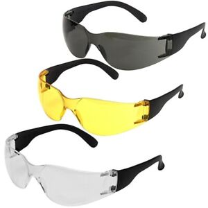 Safety Glasses Specs Spectacles EN166 Work Clear Smoke Yellow Anti-Scratch Lens