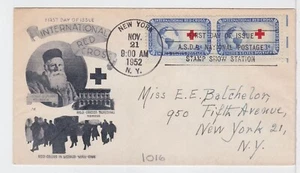 TurtlesTradingPost - American Red Cross 1952 #1016 Pair FDC- Michelson Cachet - Picture 1 of 1