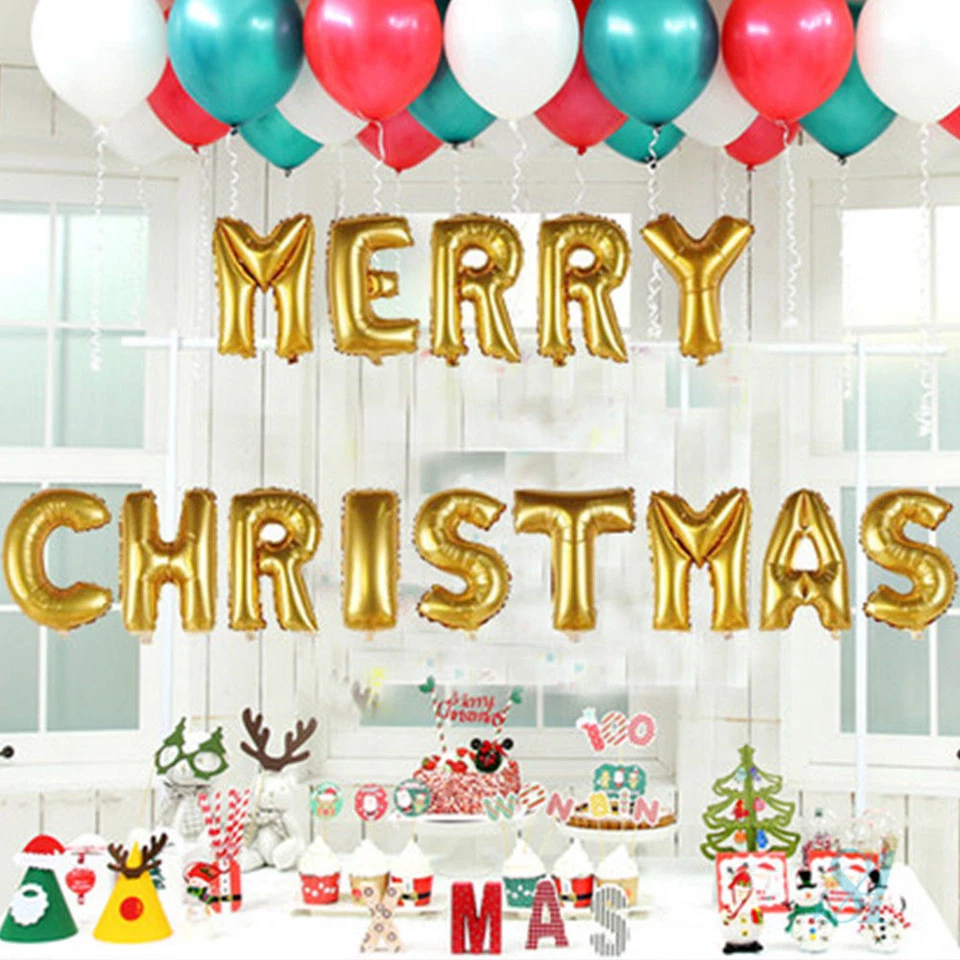 PANNU DESIGN Merry Christmas Bunting Banner self Inflating New Year Party decor balloons UK