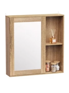 Mueble Espejo Baño, Mueble Baño Efecto Madera Roble con Espejo, VonHaus - Imagen 1 de 9