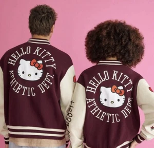 HELLO KITTY VARSITY BOMBER JACKET UNISEX Sz S BURGANDY - Picture 1 of 6