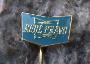 Rude Pravo Red Truth Official Communist Newspaper Czechoslovakia Pin Badge Blue - Picture 1 of 2