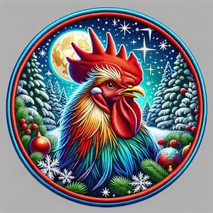 Christmas Rooster Patch Iron-on Applique Clothing Decor Wild Animals Ornaments - Picture 1 of 12