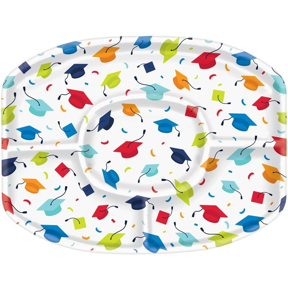 Graduation 18-inch Sectional Plastic Platter Grad Supplies Decorations Tableware - Image 1 of 1