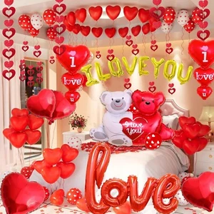 1024Pcs Romantic Valentine's Day Balloons Decorations Valentines Bed Room Decor - Picture 1 of 7