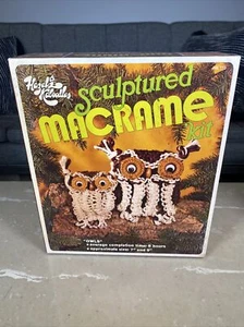 Vintage Owl Hanging Macrame Complete Kit, Hazel's Kaboodles HK 173 New in Box - Picture 1 of 7