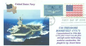 USS THEODORE ROOSEVELT CVN-71 USN portaerei fuori Alaska colore primo giorno PM - Foto 1 di 1