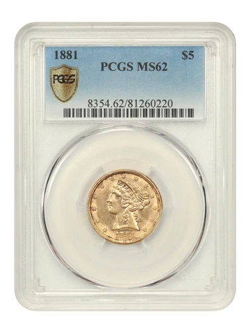 1881 $5 PCGS MS62 Cover