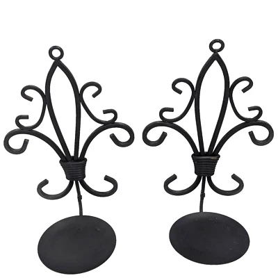 Apliques de velas de pilar de metal flor de lis de hierro forjado soportes para colgar en la pared decoración Foto 1 de 4