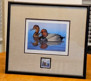 Impresión y sello de Ronald J Louque 1988 Florida Duck firmado, arte de pared enmarcado - Imagen 1 de 7