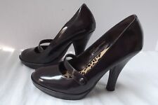 Colin Stuart brn patent leather platform 4.5in heel stiletto mary jane shoe sz 8