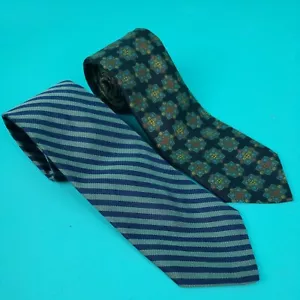 LOT of 2 BROOKS BROTHERS MADE IN U.S.A. MULTI COLOR PATTERN MOTIF TIE NECK TIES - Picture 1 of 6