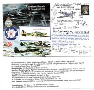Cubierta de asalto mayor 1990 firmada por 8 tripulantes de la Batalla de Gran Bretaña. - Imagen 1 de 1