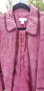 Chaqueta de cuero de arándano Christopher & Banks con borde bordado talla M - Imagen 1 de 12
