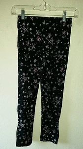 Adorable Girls D-SIGNED Size M Legging Pants Zipper Legs Pink Gray Stars on Blck - Picture 1 of 6