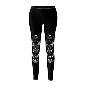 Leggings, Cat Bat Goth Occult Women's Cute Dark Art Design Stretch Yoga Pants - Picture 1 of 7
