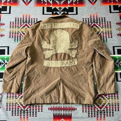 Мужской винтажный блейзер Affliction вельветовый живой быстрый с черепом размер XL коричневый D6 - Изображение 1 из 4