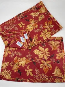 April Cornell 4 Placemats Fall Leaf Floral Pattern Red Gold Orange 13.5 x 18.75" - Picture 1 of 8