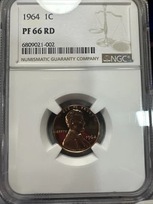 1964 1c - Lincoln Cent - NGC - PF66 - RD - Image 1 of 4