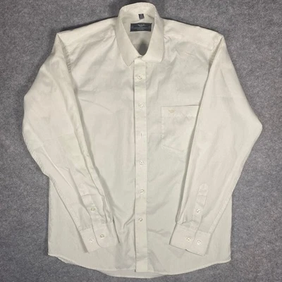 Camisa de vestir a rayas crema 15 algodón Giorgio Armani Le Collezioni para hombre Foto 1 de 4