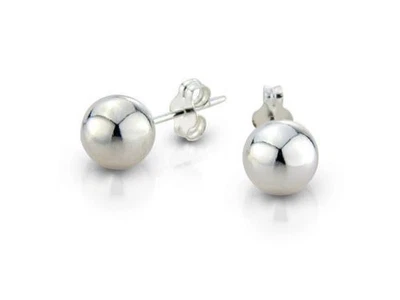 925 Sterling Silver Round Ball Stud Earrings High Polished Butterfly Post Backs - Image 1 of 2