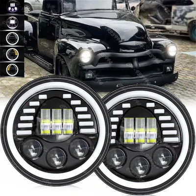 2x DOT 7英寸圆形LED车头灯高低光束适用于雪佛兰C10 C20皮卡车 — 第 1/4 张图片