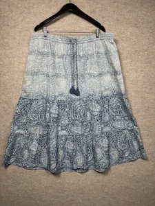 J. Jill Denim Paisley Blue Skirt Tiered Midi Floral Cottage Fairy Chambray 2X - Picture 1 of 5