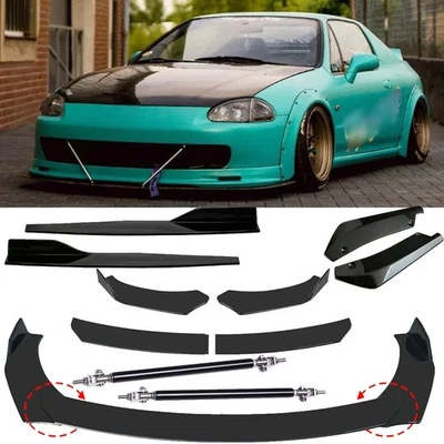 For Honda Civic del Sol Front Bumper Lip Spoiler+Side Skirt+Rear Lip+Strut Rods - Imagem 1 de 4