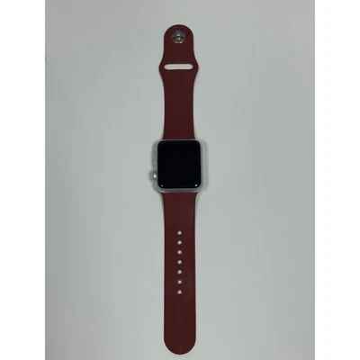 Apple Watch Series 1 38mm Aluminum Case Silver Red Sport Band Parts only - Image 1 of 3