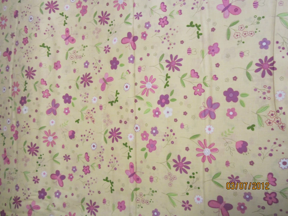 Flowers & Butterflies baby toddler sheet set yellow pink purple  - Image 1 of 1