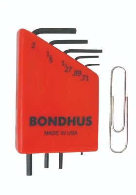 Bondhus 5pc Micro Mini Hex L Wrench Set Metric 2mm to .71mm Made in USA 35392 - Image 1 of 3