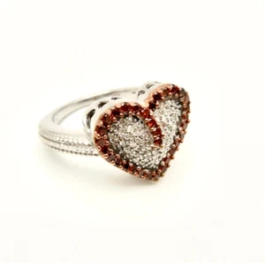 Red Diamond SS Affinity Heart Cocktail Ring S5  .5 carats w/ original bag/tag - Picture 1 of 14
