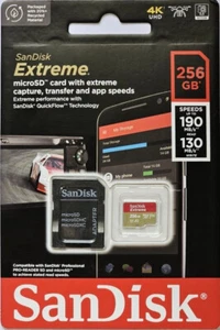 BRAND NEW ~ 256GB SanDisk Extreme Pro microSD 200MB 190MB/s Memory Card+Adapter - Picture 1 of 12