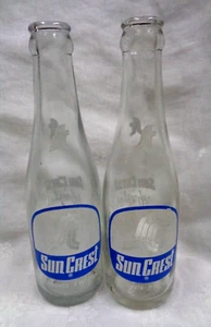 Vtg Lot/2 SUN CREST Soda Pop 7oz Bottles ~ Smeltzer Bottling Jeannette, PA - Picture 1 of 8