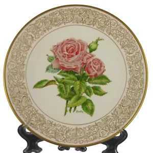 Edward Marshall Boehm Queen Elizabeth Rose Plate Malvern Fine Bone China Vintage - Picture 1 of 5