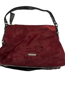 Pulicati Purse Bag Leather Calf Hair Silver Tone Studs Made in Italy READ - Picture 1 of 7