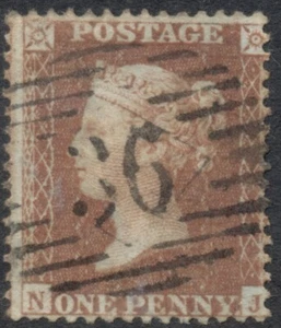 Great Britain 1856 1d red-brown Die II Alph III, LC Type I, perf 14 SG29 spec C8 - Picture 1 of 1