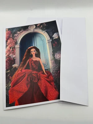 Brand New Radiant Rose Red Hair Barbie Greeting Card 5" by 7" w/Envelope - Image 1 of 3